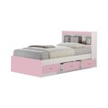 Hodedah Twin-Size Captain Bed with 3-Drawers & Headboard - Pink HO136661